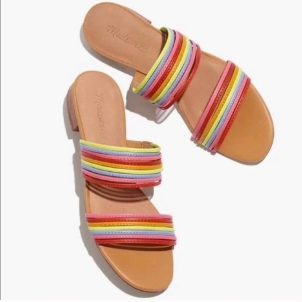 Rainbow Slide Sandal in Leather